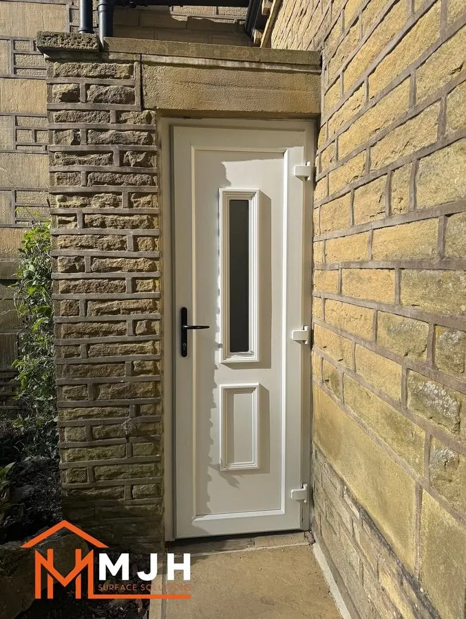 White uPVC front door before spraying